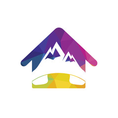 Mountain call vector logo design template. Handset with mountain icon logo design.