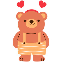 cute brown teddy bear with heart headband 