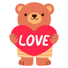 cute brown teddy bear with love heart