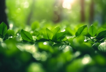 Verde Sinfonia- Sfondo Primaverile con Fronde Rigogliose