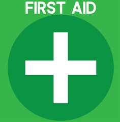 Green First Aid Kit Emergency Icon with Cross Sign. Vector eps 10 