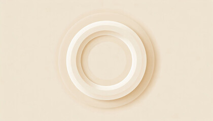 Minimalist beige abstract background with a concentric 3D circle design in a neomorphism style.