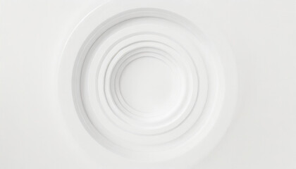 Minimalist white concentric circles creating a modern neomorphism effect with a 3D-like appearance on a pure white background.