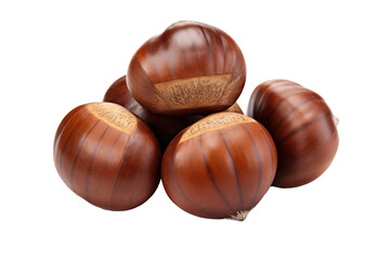 Obraz premium Chestnut nuts on a white isolated background, front view PNG