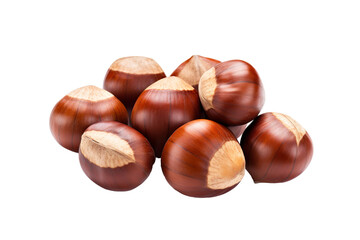 Chestnut nuts on a white isolated background, front view PNG