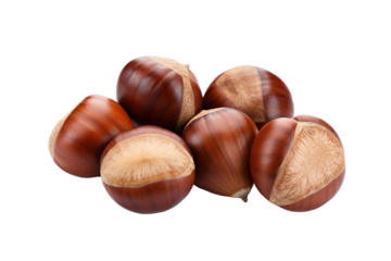Chestnut nuts on a white isolated background, front view PNG