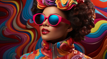 portrait of a woman with colorful makeup