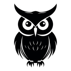 Owl black vector icon on white background
