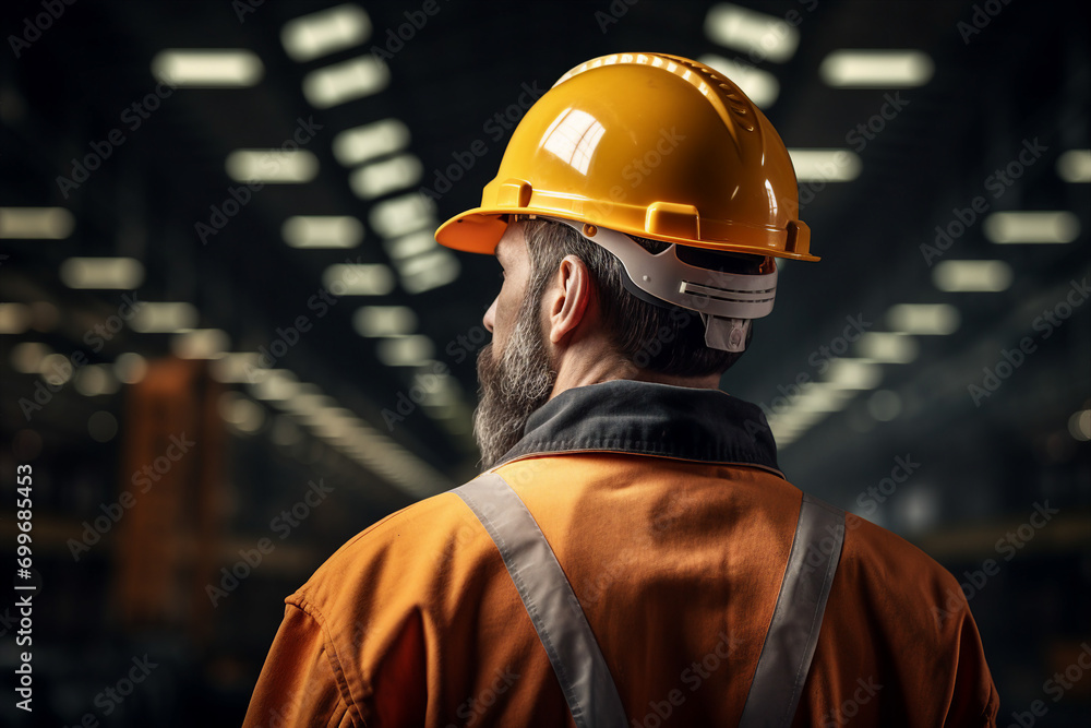 Poster generative ai picture of professional engineer worker wearing uniform in factory generative ai