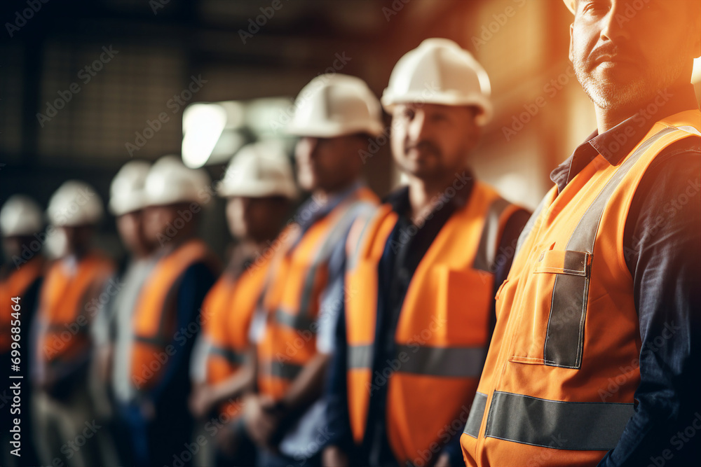 Poster generative ai picture of professional engineer worker wearing uniform in factory generative ai