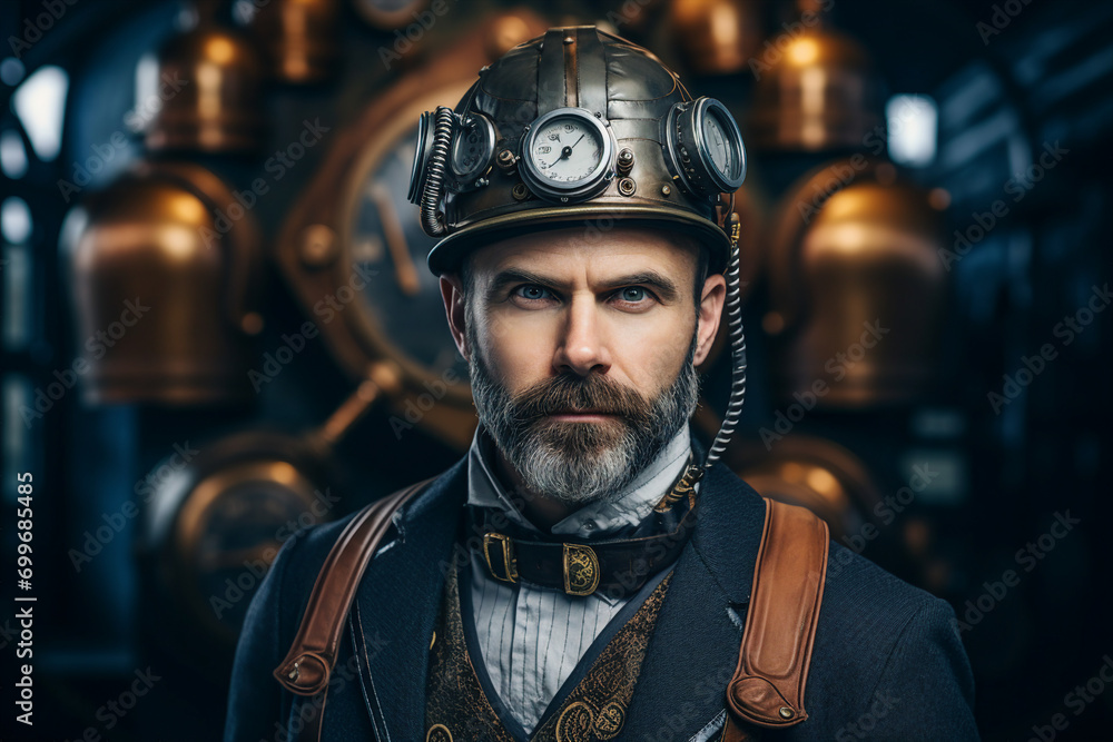 Poster generative ai picture of professional engineer worker wearing uniform in factory generative ai