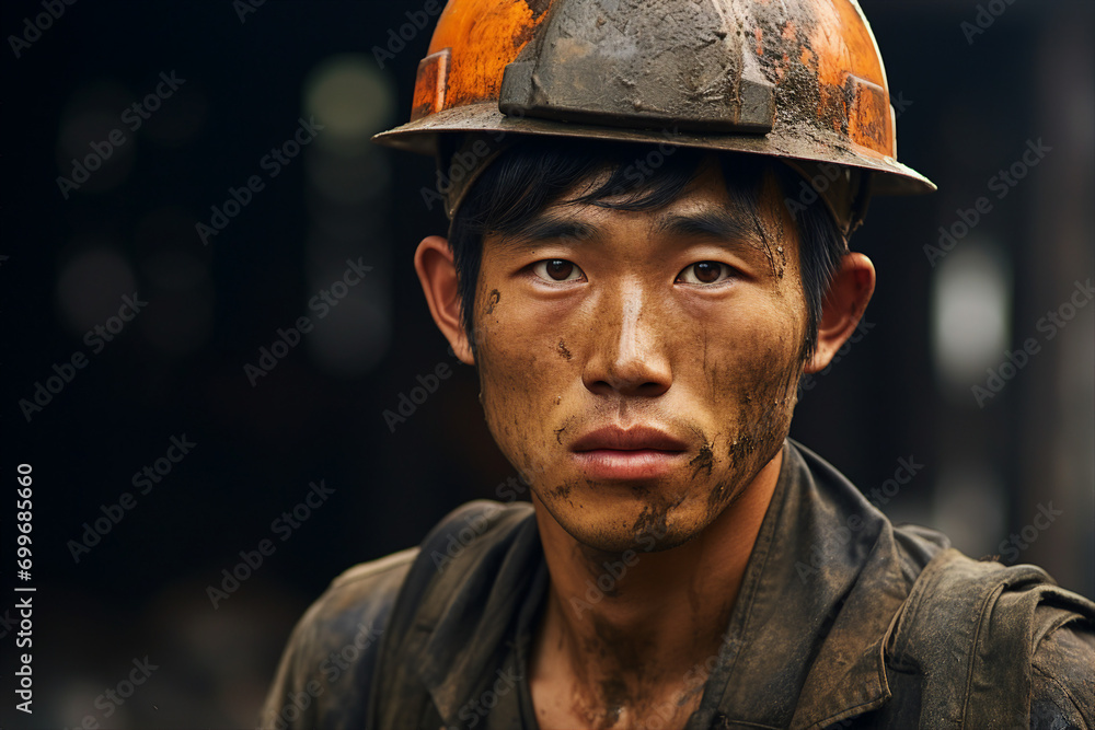Aufkleber generative ai picture of a hard mining work deep in the earth extracting vital energy resources
