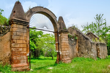 Ruins of the colonial fortification named  'Trocha Majana Mariel' in Cuba. National monument landmark
