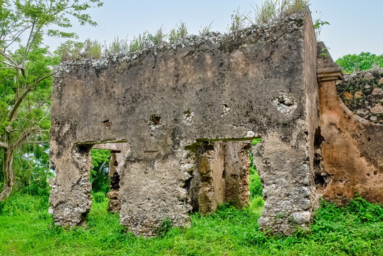 Ruins of the colonial fortification named  'Trocha Majana Mariel' in Cuba. National monument landmark