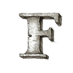 Grunge graphite sketch, alphabet, the letter F