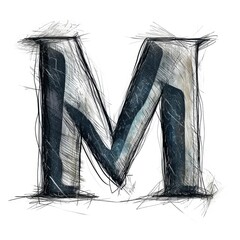 Grunge graphite sketch, alphabet, the letter M