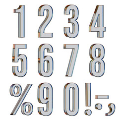 set of 3d glass numbers, glassmorphism