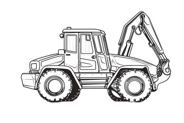 Naklejka premium pickup truck electric vehicle hybrid car luxury sports bike moped dump bus train tram bulldozer excavator crane backhoe motorhome travel van png line art vehicle transportation White bg Generative AI