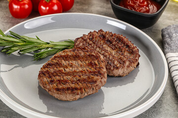 Grilled two beef burger cutlet