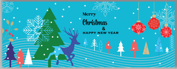Fototapeta na wymiar Vector realistic red Merry Christmas Festival and Happy New Year banner design