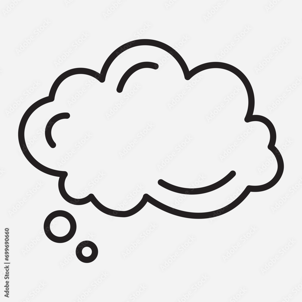 Poster chat cloud and thought dialogue icon in simple linear style. dialog box line icon, chat cartoon bubb