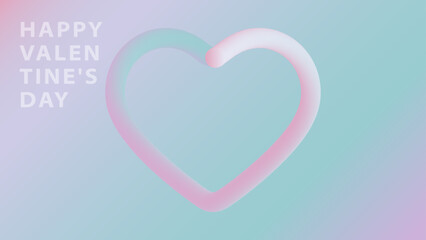 Minimalistic vector turquoise gradient Happy Valentine's Day card with heart and text.
