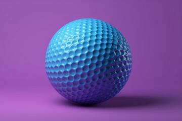 blue color golf ball color isolated on purple color background. minimal sport idea. 3D render. Generative AI