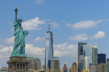 Statue of Liberty with beautiful background Manhattan in New York City