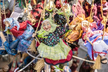 Zelfklevend Fotobehang Toy Witches in Front of a Shop © Birgit Reitz-Hofmann