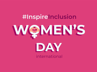 International Women's Day banner. #InspireInclusion.Campaign for gender equality.Illustration in a flat style.5.