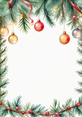 Fototapeta na wymiar Christmas Frame With Christmas Decorations And Bak