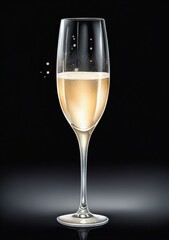 A Glass Of Champagne On A Black Background