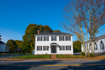 Historic colonial style home at 211 Main Street in historic town center of Kingston, Massachusetts...