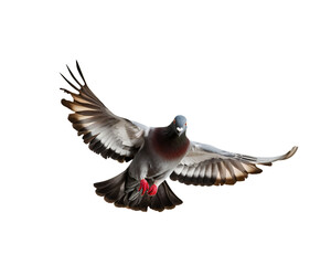 Pigeon in flight isolated on transparent background