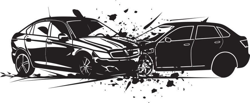 Noir Catastrophe Black Car Collision Symbol Crash Anthology Vector Car Accident Logo Design