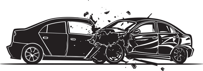 Impact Noir Black Car Accident Design Icon Shattered Serenity Vector Car Crash Emblem Design