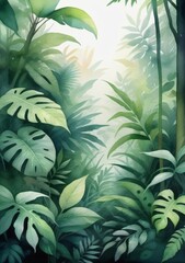 A Jungle With Lots Of Green Leaves And Plants