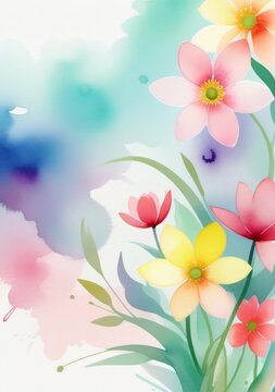 A Watercolor Painting Of Flowers On A White Background