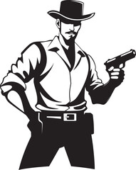 Revolver Resolve Man Vector Logo Trigger Testimony Gun Icon Design