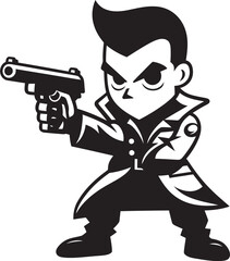 Firearm Fusion Man with Gun Logo Gunfighter Glyph Vector Man Icon