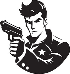 Gunplay Graphix Vector Man Emblem Pistol Prestige Black Vector Icon