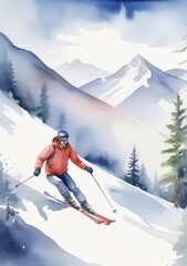 A Skier Skiing Down A Mountain