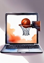 A Laptop With A Basketball Ball On It