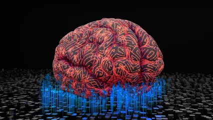 Brain intelligent with high-resolution render. for medical or science purpose