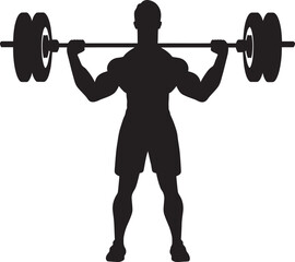 Dynamic Fitness Black Dumbbell Icon Power Lift Vector Man Dumbbell