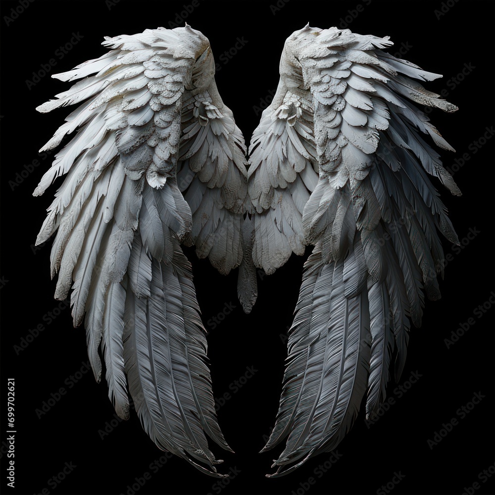 Poster a close up of two white wings on a black background with a black background and a white background w