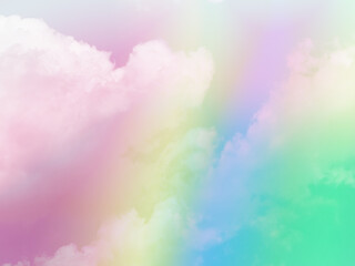 beauty sweet pastel green and yellow colorful with fluffy clouds on sky. multi color rainbow image. abstract fantasy growing light