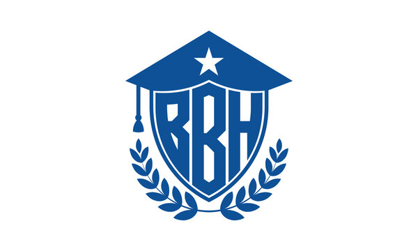 BBH three letter iconic academic logo design vector template. monogram, abstract, school, college, university, graduation cap symbol logo, shield, model, institute, educational, coaching canter, tech