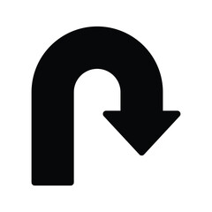 Road direction arrow icon on transparent background