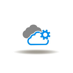 Vector illustration of cloud with gear. Icon of cloud service computing. Symbol of web hosting.